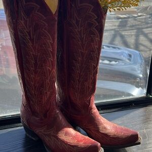 Red Knee High Cowboy Boots